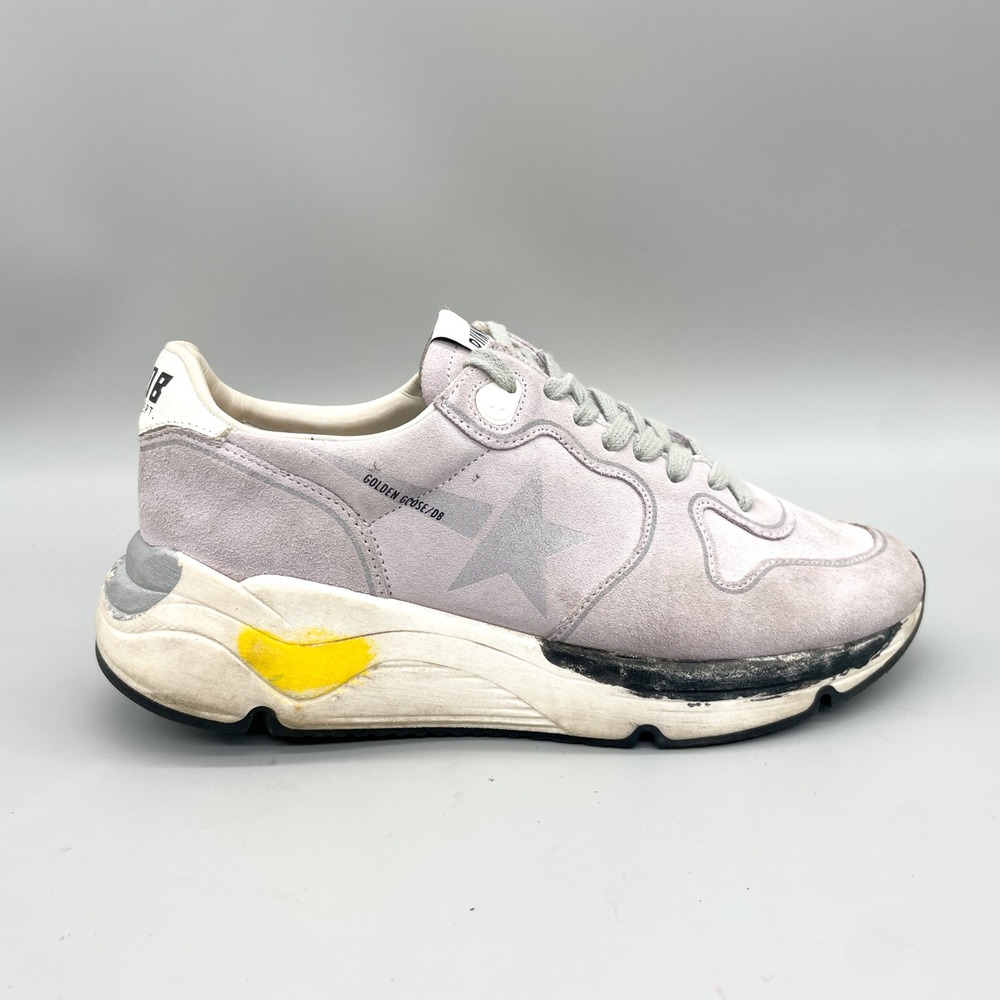 Golden Goose Running Sole Womens 37 7 Lavender Suede Glitter Star Sneakers GGBD